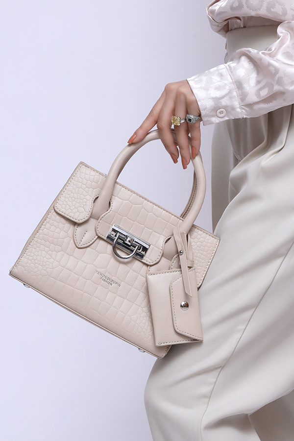 Ladies Structure Hand Bag in Cream WBB000210