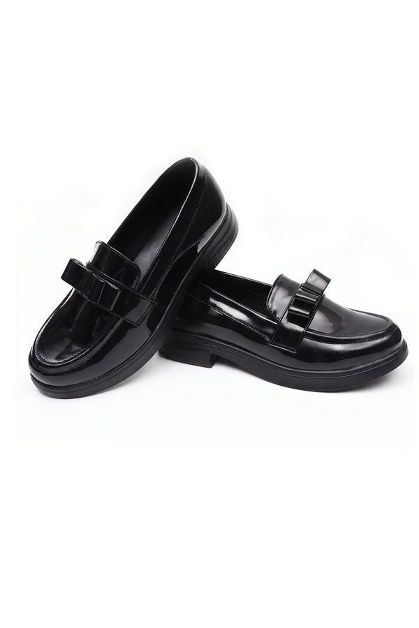 Noir Chunky Sole Bow Moccasins   WMC002201
