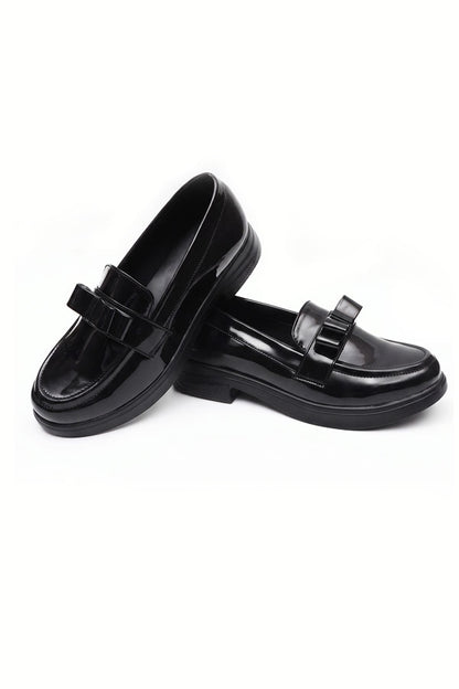 Noir Chunky Sole Bow Moccasins   WMC002201