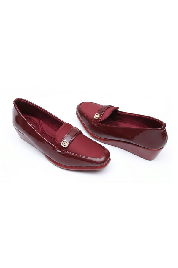 Maroon Patent Wedge Loafers  WMC002107