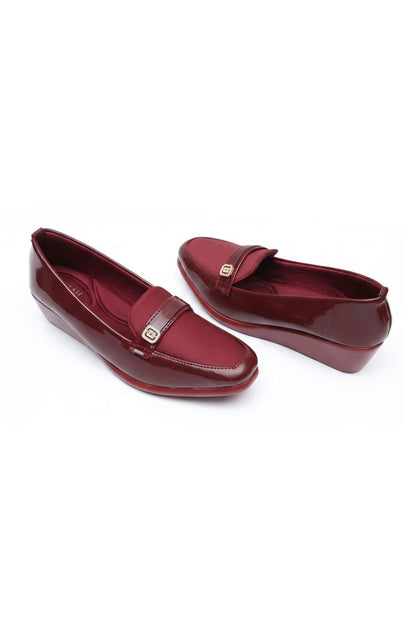 Maroon Patent Wedge Loafers  WMC002107
