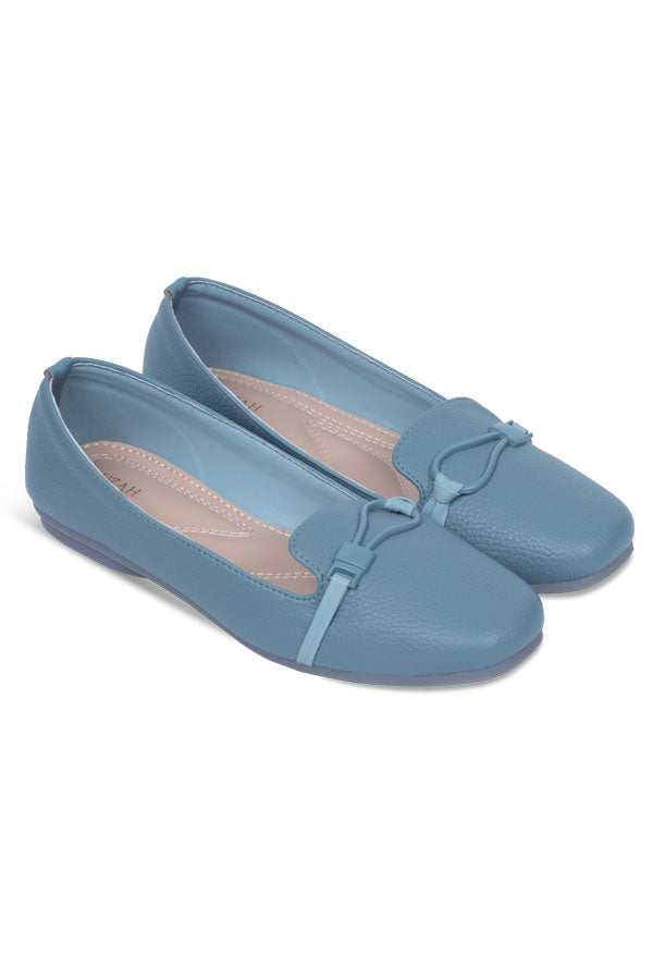 Women Moccasin Sky Blue Top View Close Up – Miruzah