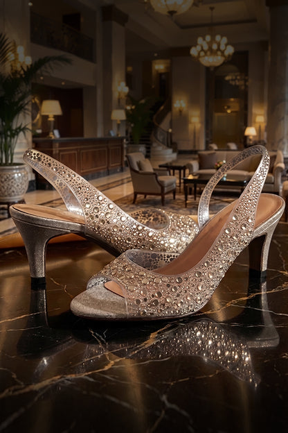 Nude Gold Lucite Shimmer Heels  WSA001411