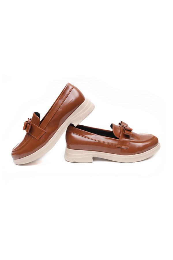Brown Chunky Sole Bow Moccasins   WMC002202