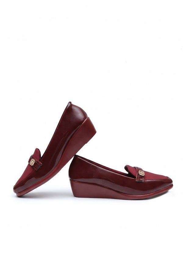 Maroon Patent Wedge Loafers  WMC002107