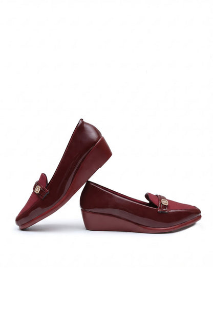 Maroon Patent Wedge Loafers  WMC002107