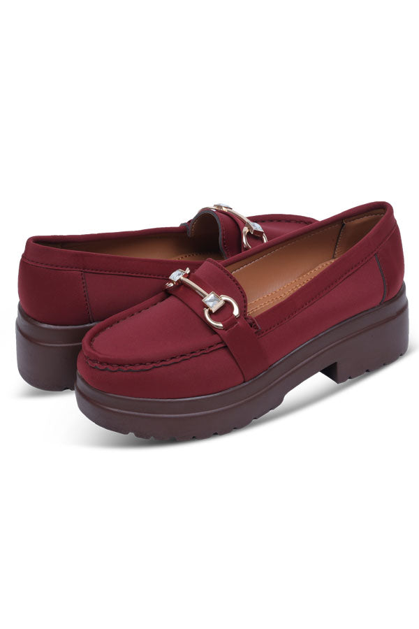 Women Moccasin Maroon WMC000107