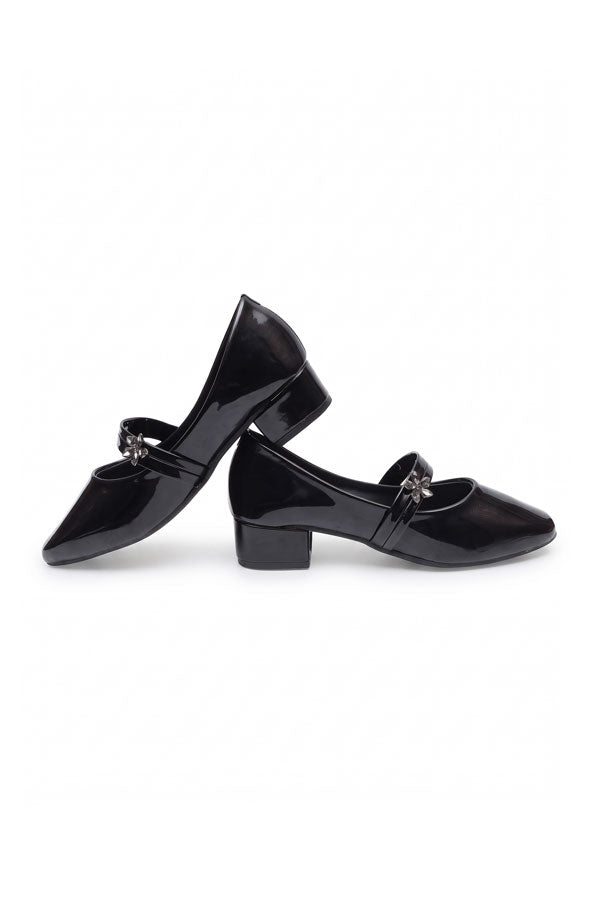Noir Black Gem Strap Block Heels  WBA000901