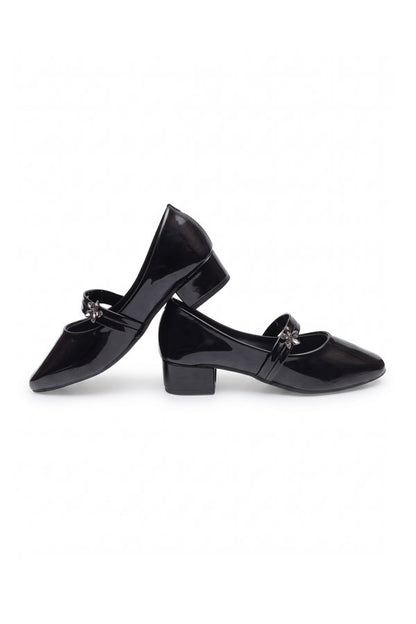 Noir Black Gem Strap Block Heels  WBA000901