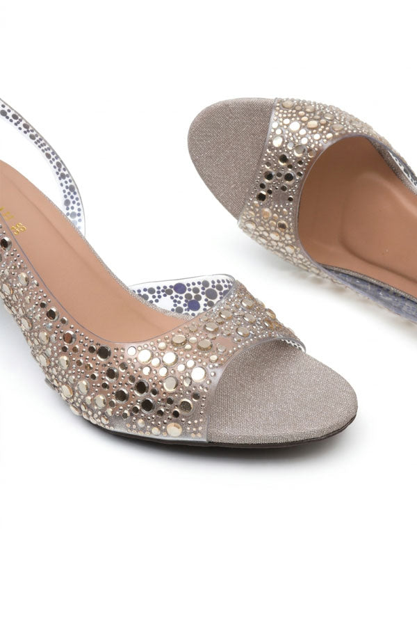 Nude Gold Lucite Shimmer Heels  WSA001411