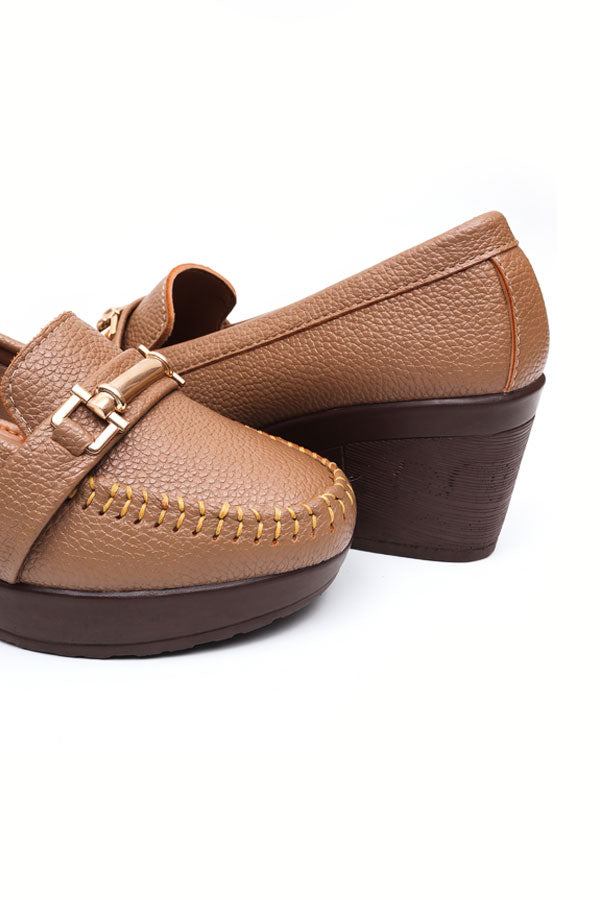 Caramel Textured Bit Loafers  WMC002302