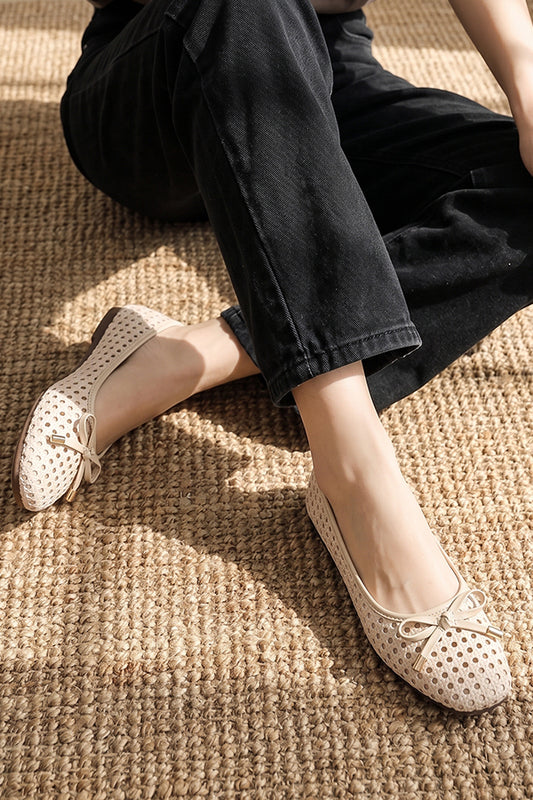 Nude Beige Net Slip-On Flats  WBA001228