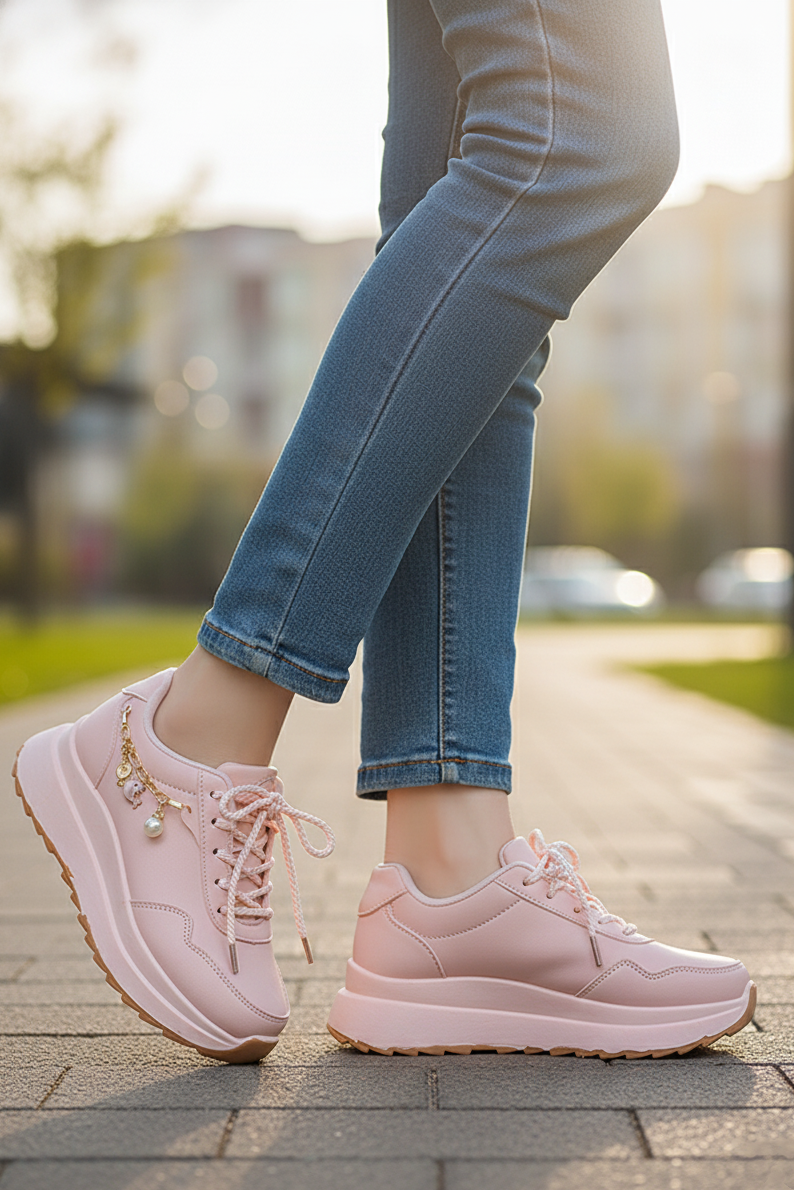 Women Chunky sole Lace up (Pink) WLU000113