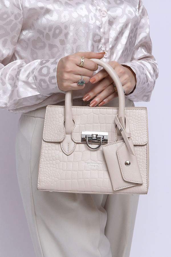 Ladies Structure Hand Bag in Cream WBB000210