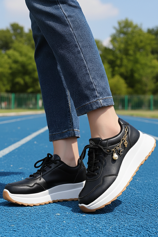 Women Chunky Sole Lace up (Black) WLU000101