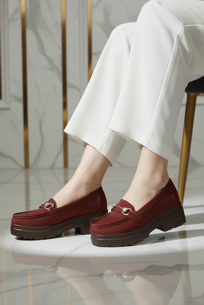 Women Moccasin Maroon WMC000107